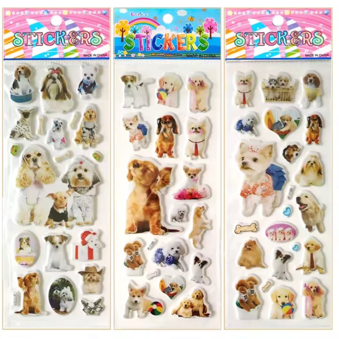 3pcs Puppy Sticker Sheets