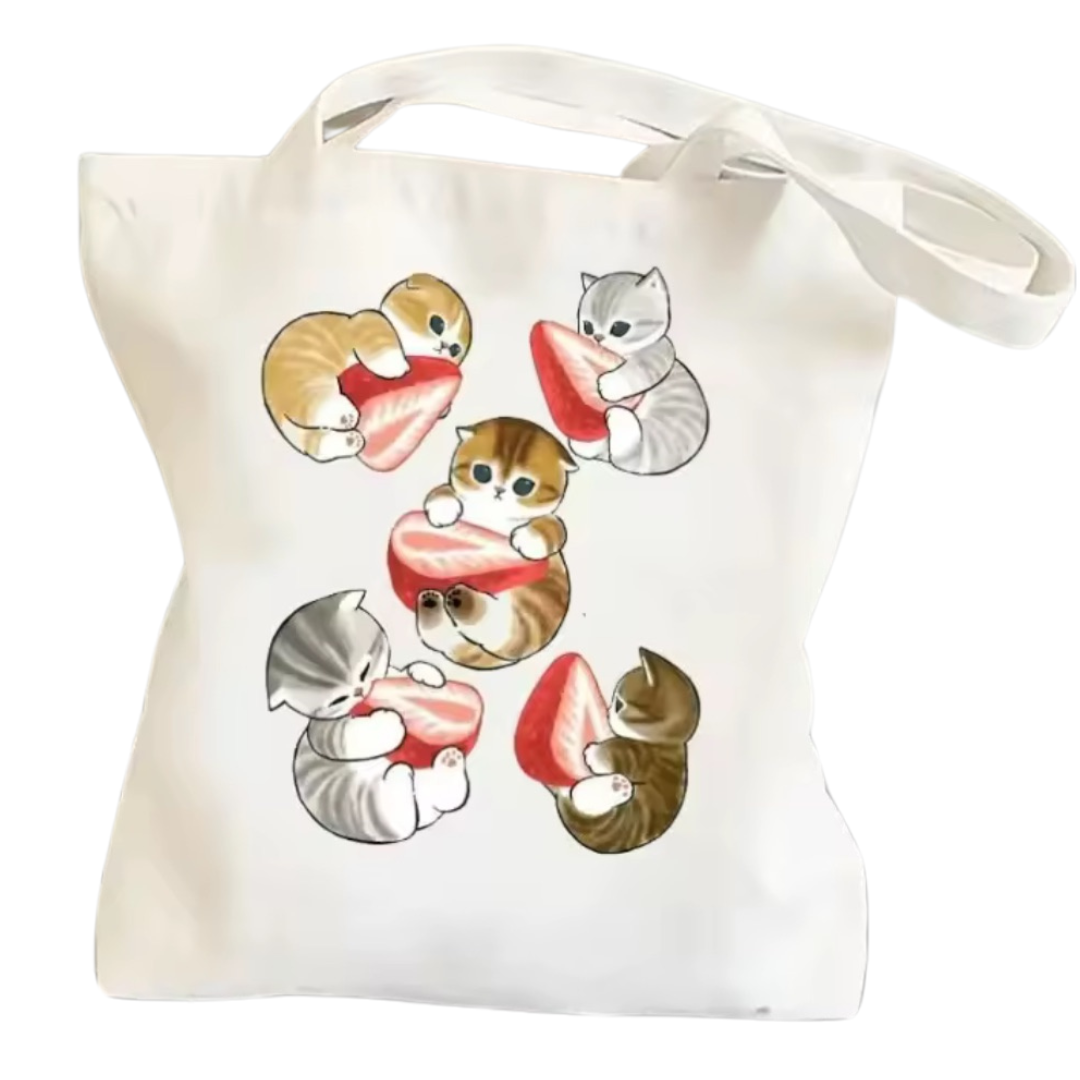 Cats & Strawberries Tote Bag