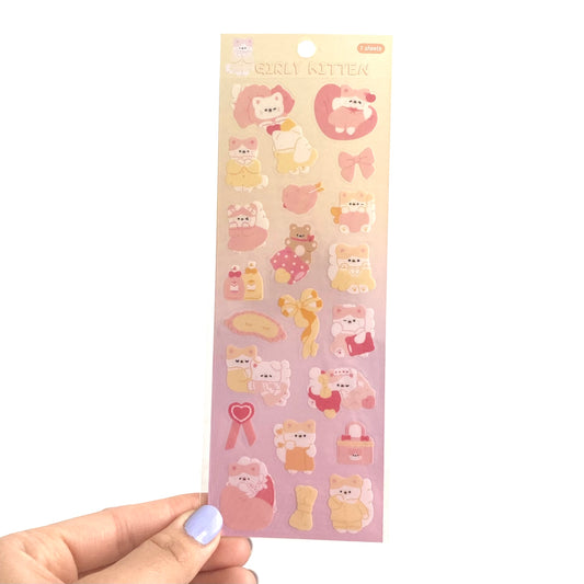 Girly Kitten Sticker Sheet