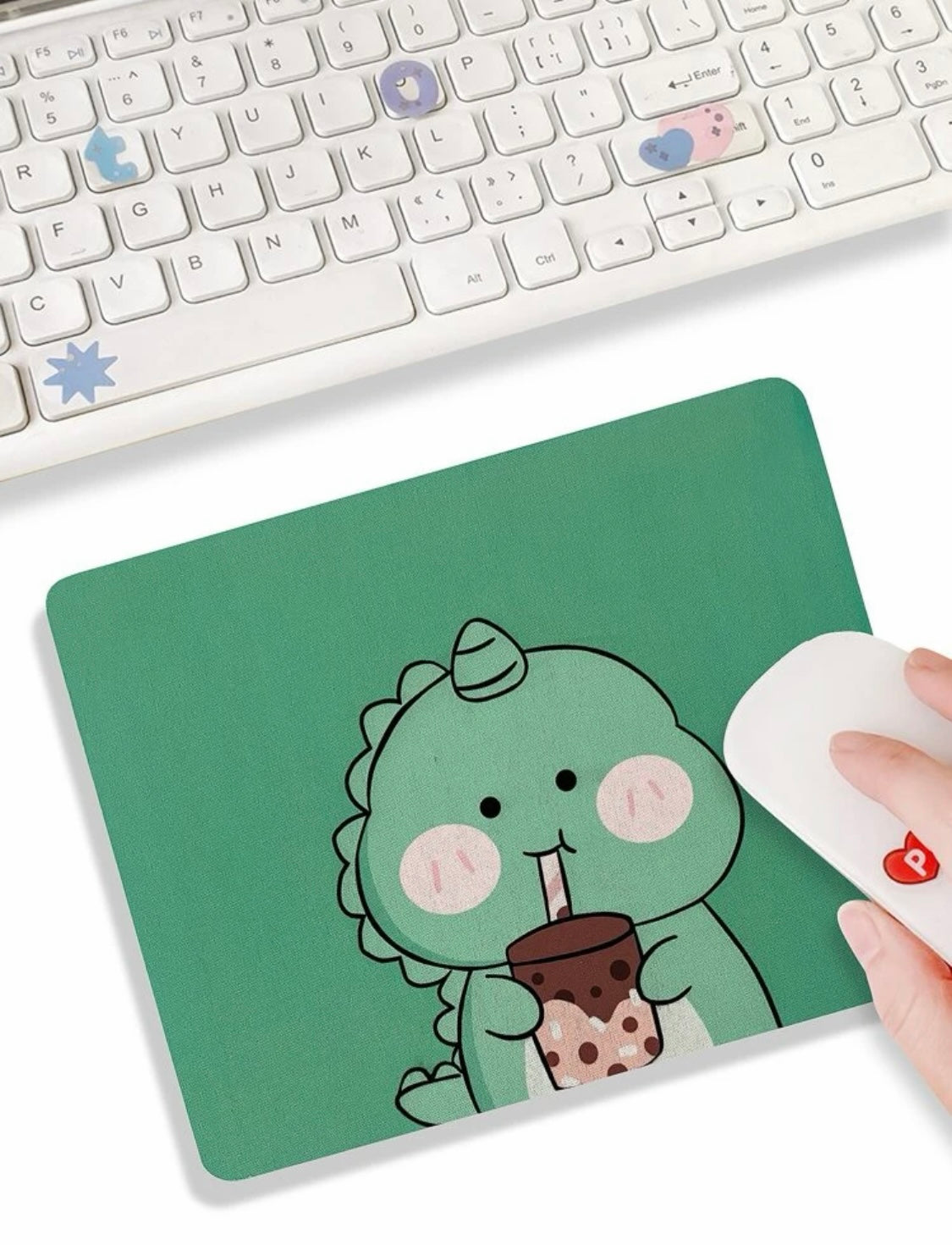 Dino Drinking Boba Mouse Pad