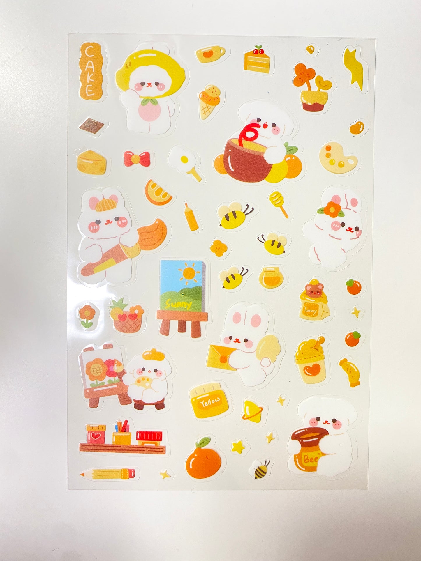 Bear & Rabbit Yellow Theme Sticker Sheets