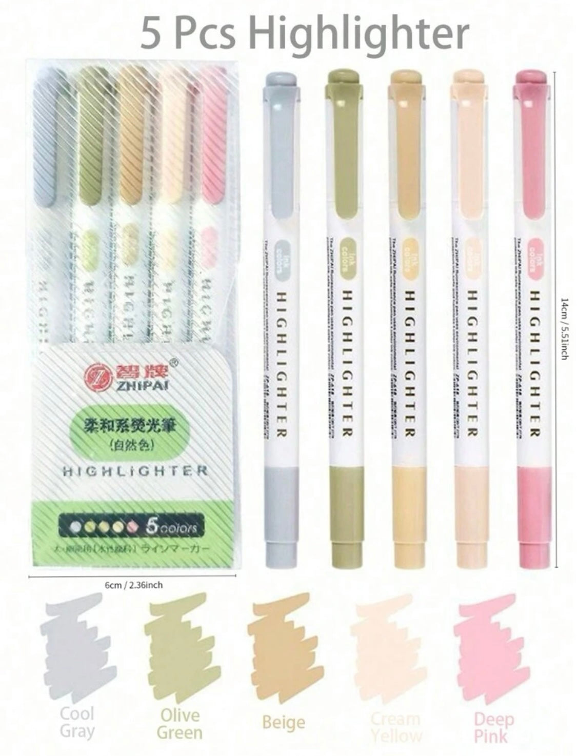 5pcs Highlighters