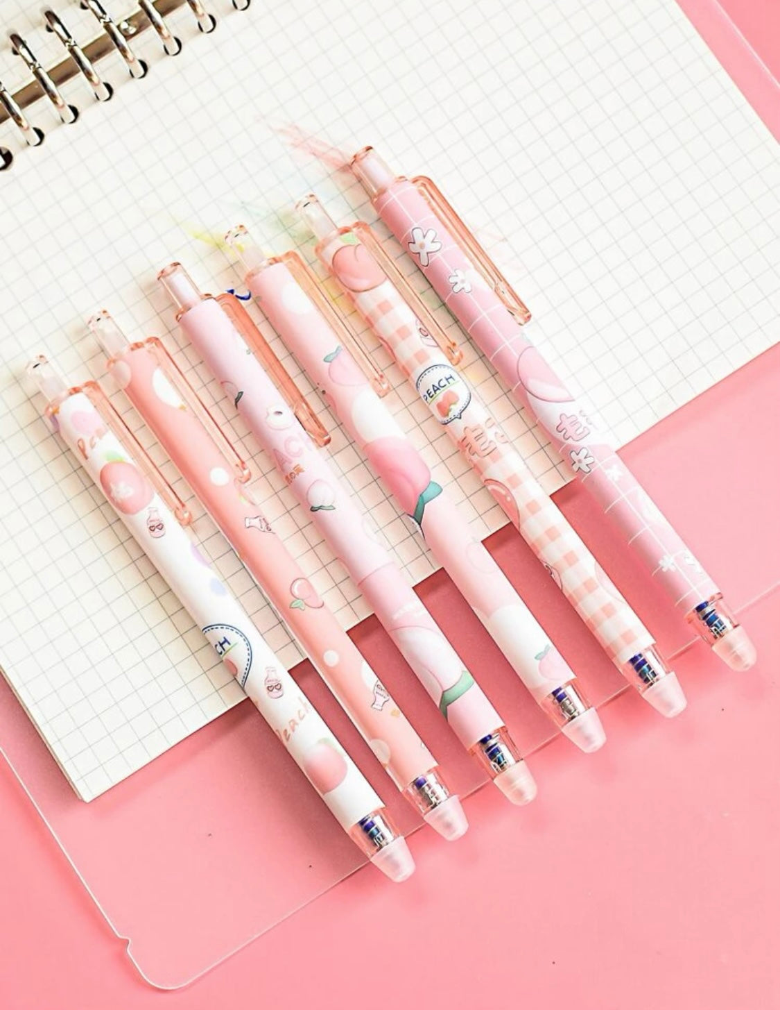 6 Erasable Peach Pens