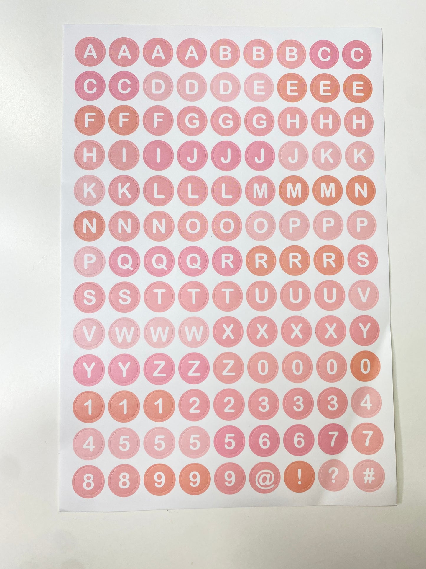 Pink Alphabet Sticker Sheet