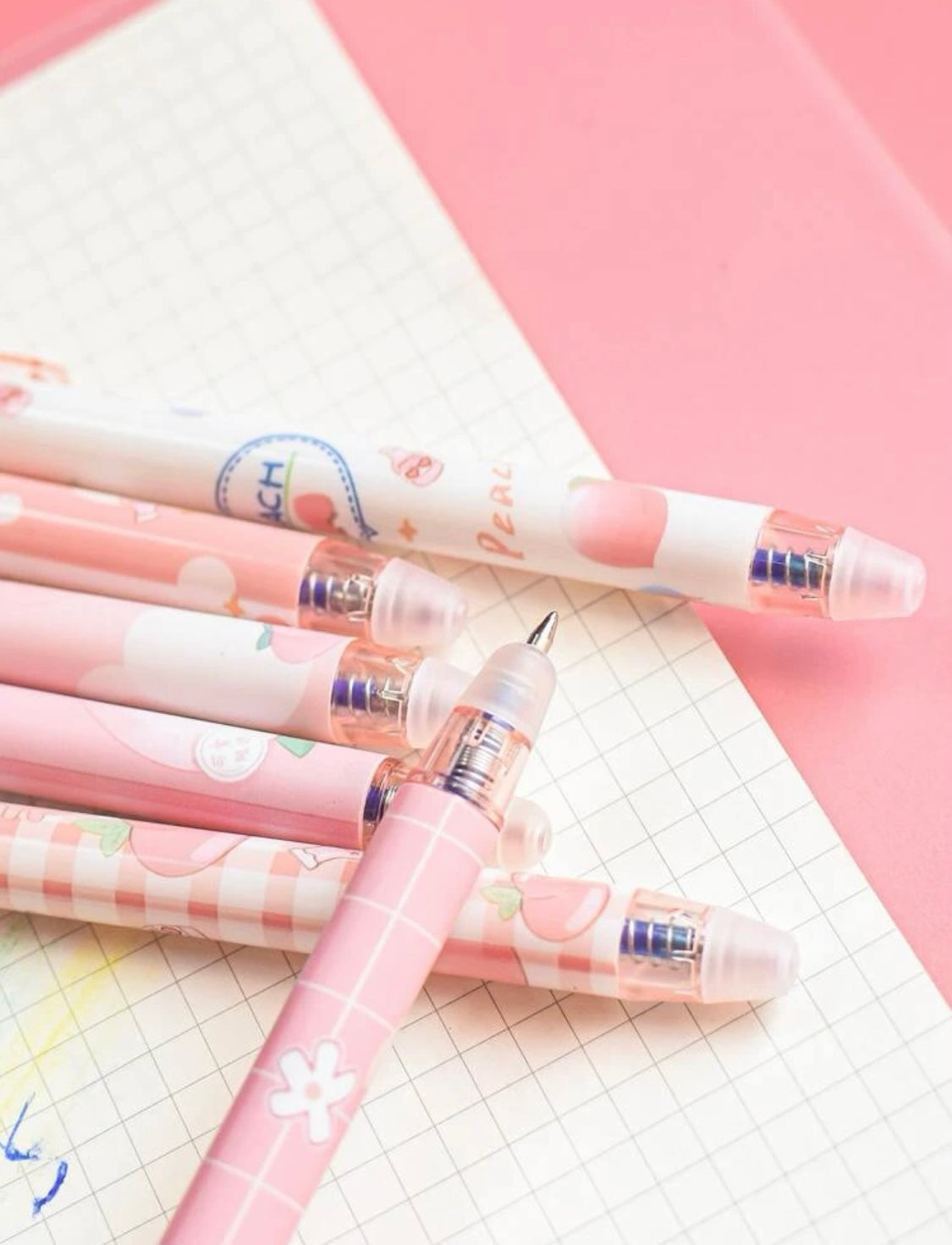 6 Erasable Peach Pens