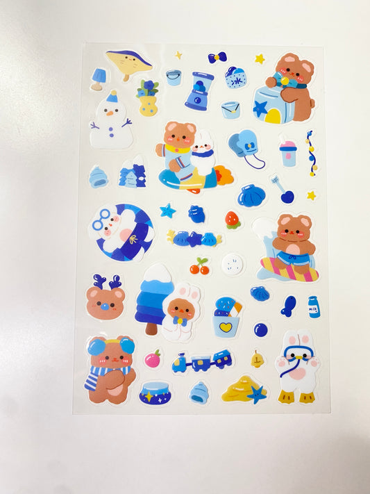 Bear & Rabbit Winter Adventure Sticker Sheet