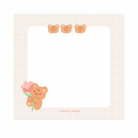 Bear & Flower Sticky Notes