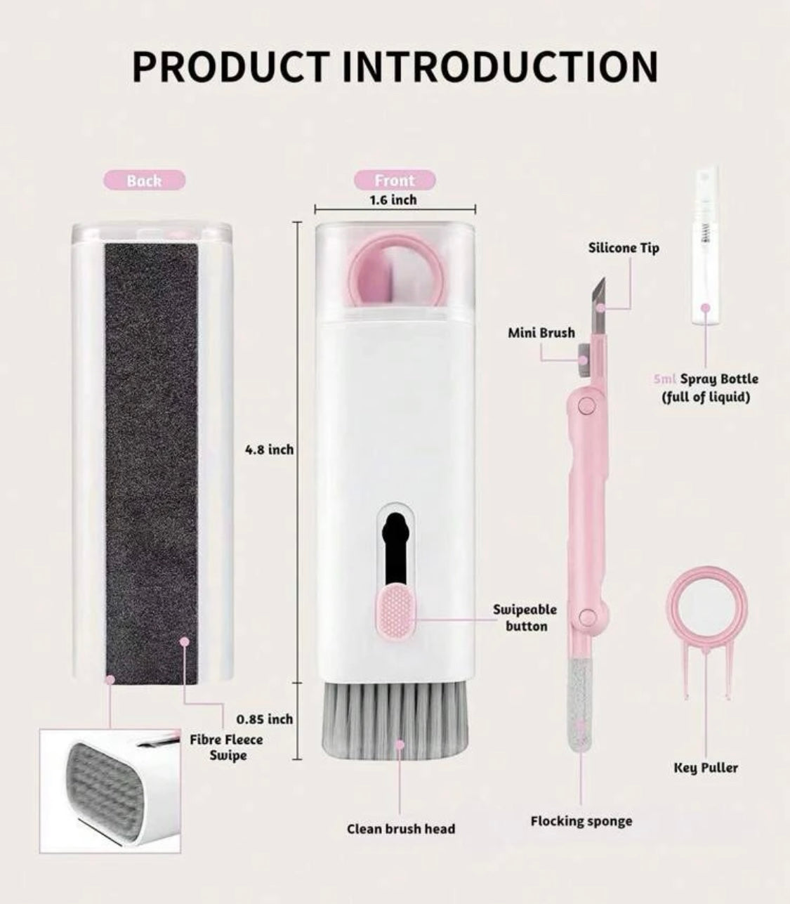 Pink 7 in 1 Cleaning Tool