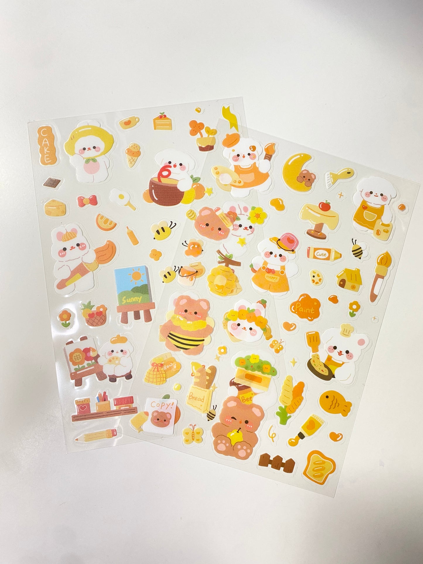 Bear & Rabbit Yellow Theme Sticker Sheets