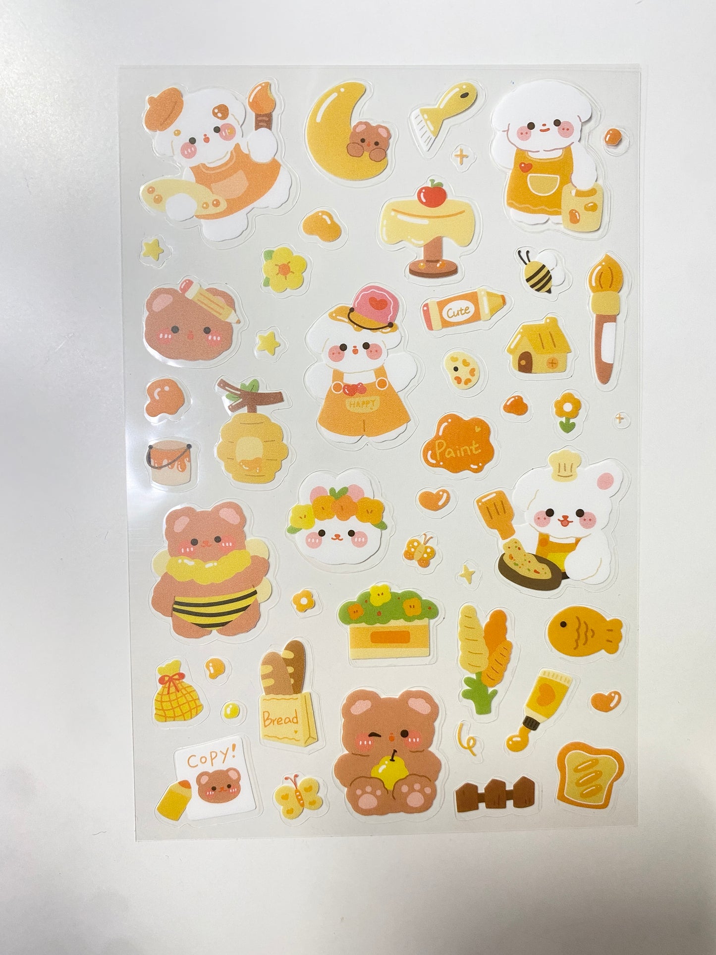 Bear & Rabbit Yellow Theme Sticker Sheets