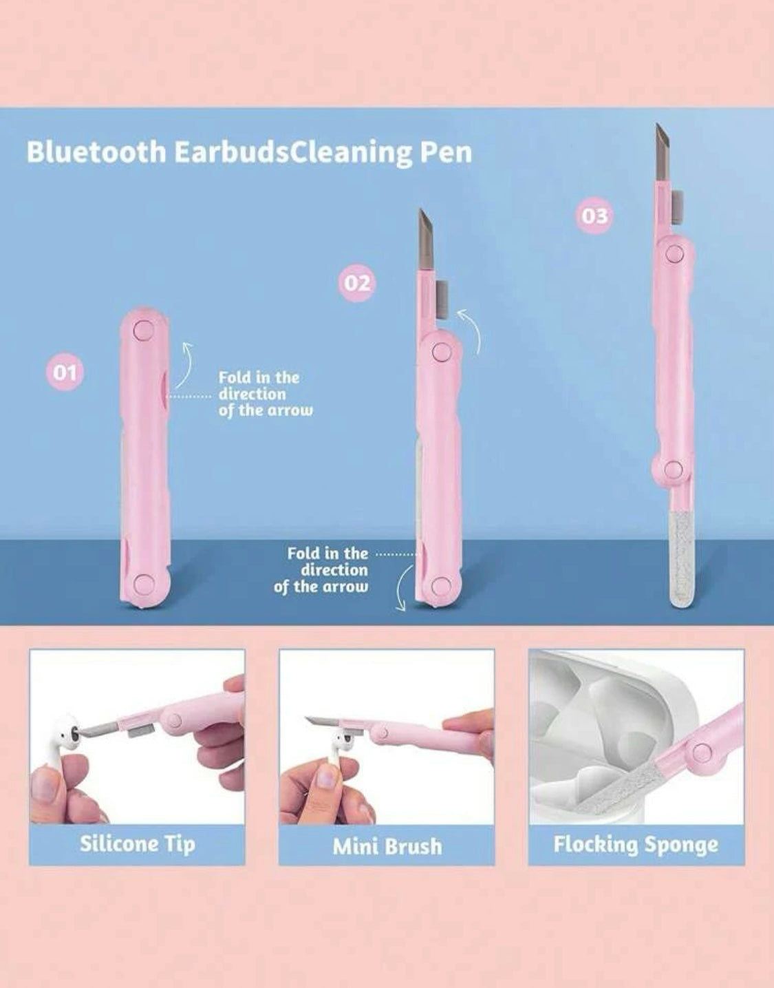 Pink 7 in 1 Cleaning Tool