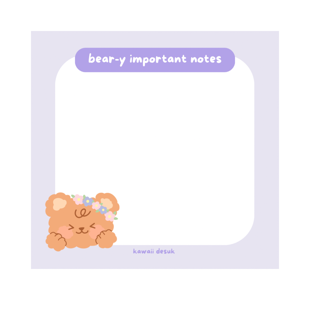 Bear Locker Note ‘bear-y important notes’ sticky notes – Kawaii Desuk