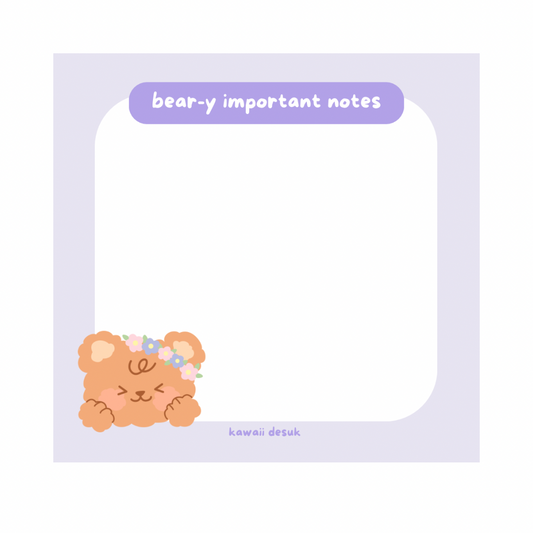 bear-y important notes sticky notes