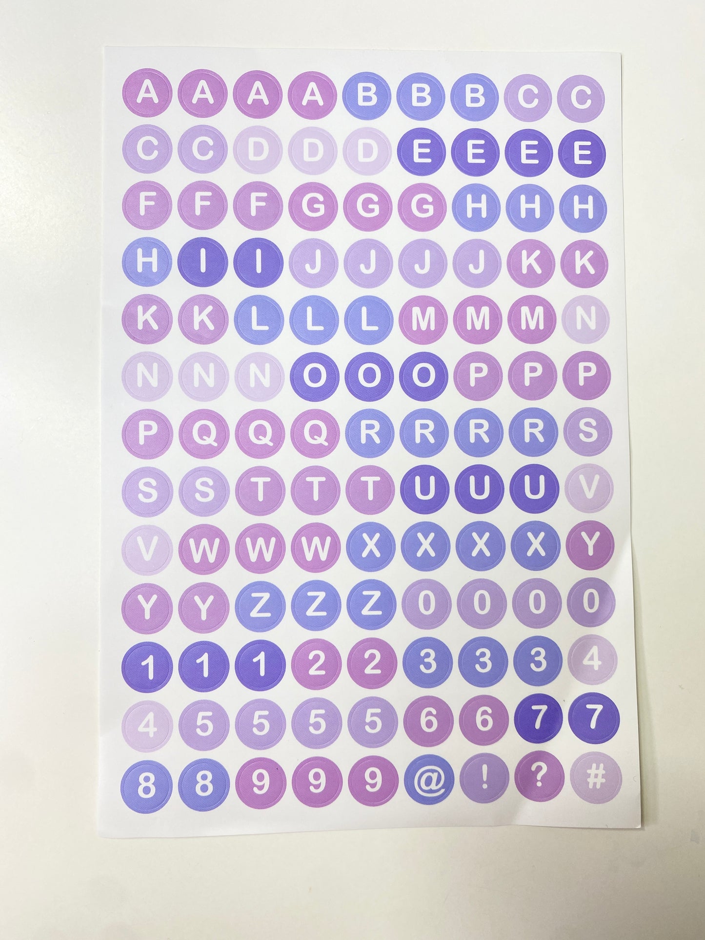 Purple Alphabet Sticker Sheet