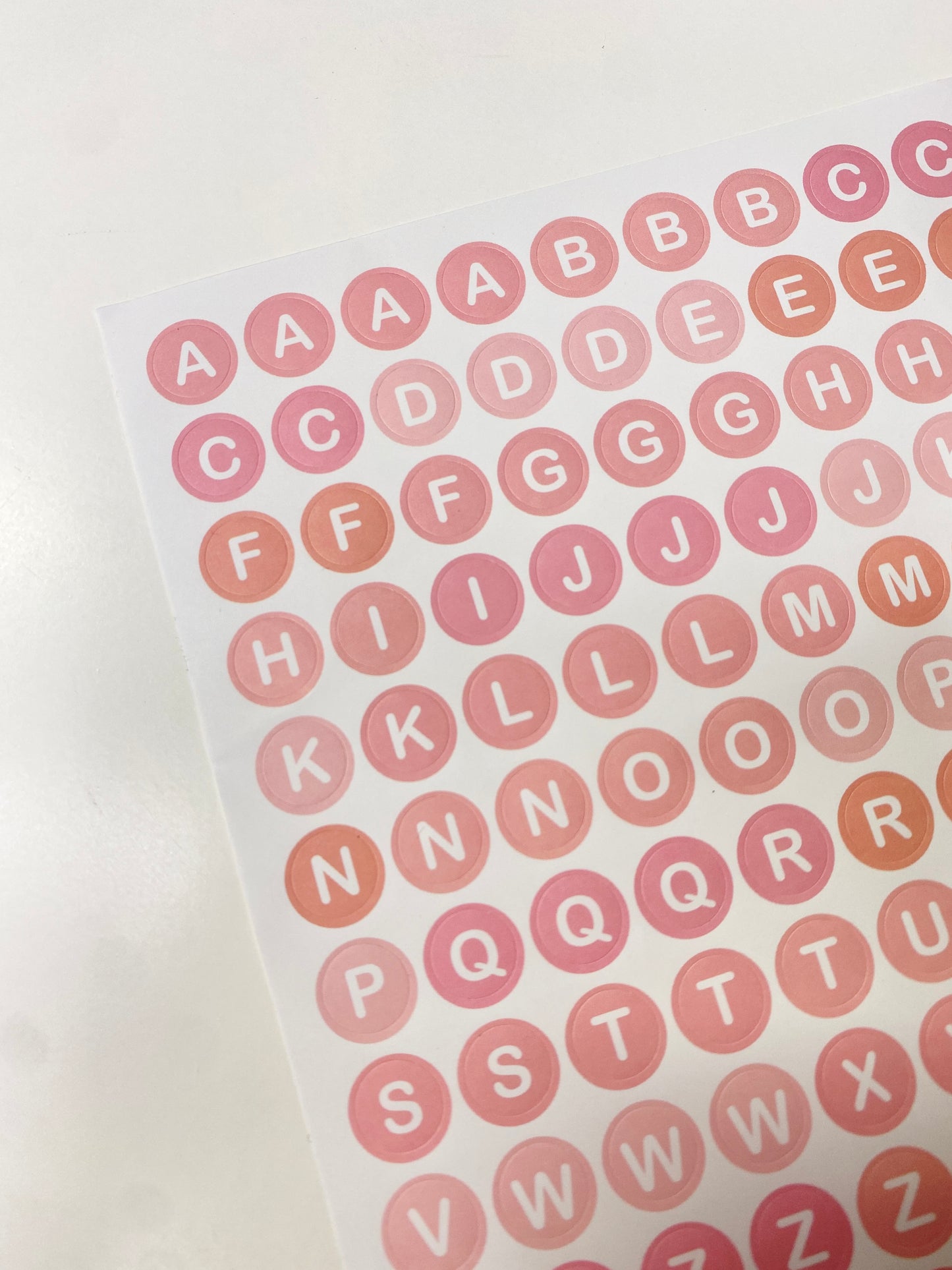 Pink Alphabet Sticker Sheet